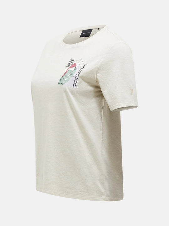 Koszulka damska PEAK PERFORMANCE W Explore Graphic Tee kolor beżowy

