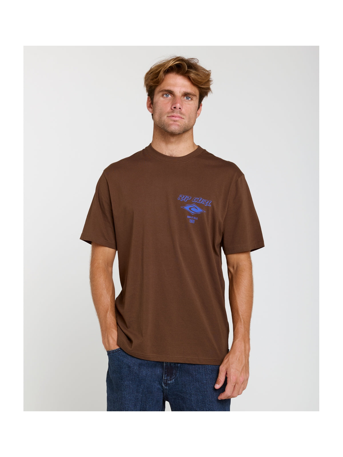 Koszulka męska RIP CURL Fade Out Icon Tee brązowa
