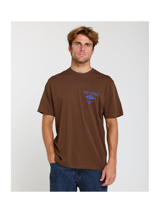 Koszulka męska RIP CURL Fade Out Icon Tee brązowa
