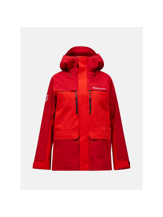 Kurtka narciarska damska PEAK PERFORMANCE 40Y R&amp;D Long GORE-TEX 3L C-KNIT Shell Jacket czerwona

