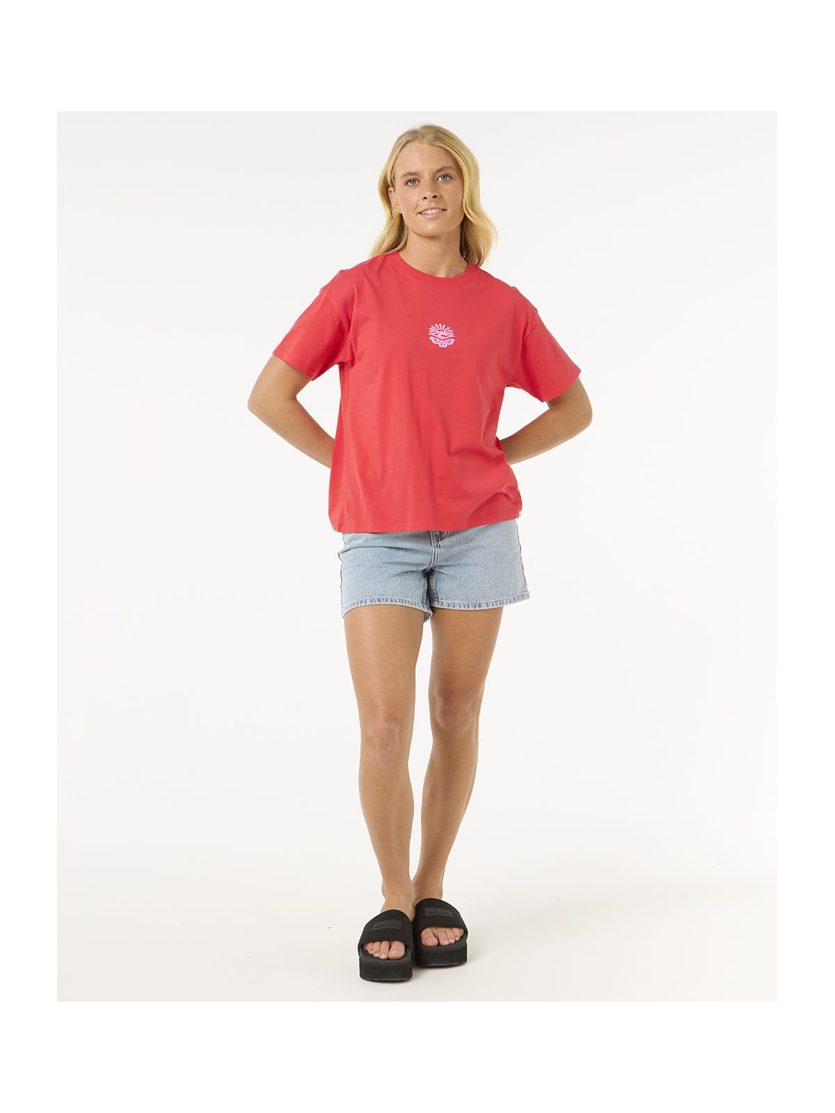 Koszulka damska RIP CURL Icons Of Surf Relaxed Tee czerwona