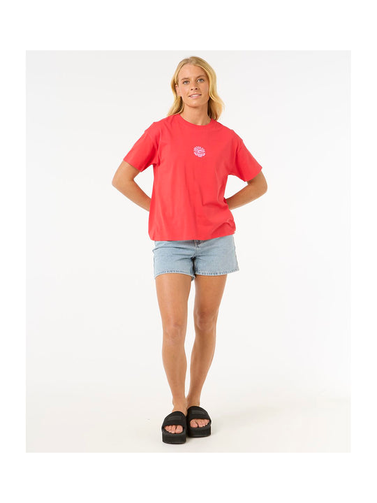 Koszulka damska RIP CURL Icons Of Surf Relaxed Tee czerwona
