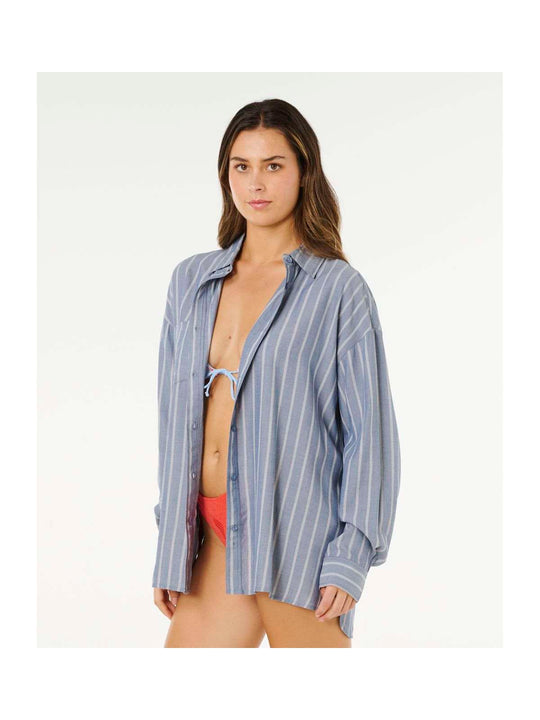Koszula damska RIP CURL Beach Days Pinstripe Shirt niebieska
