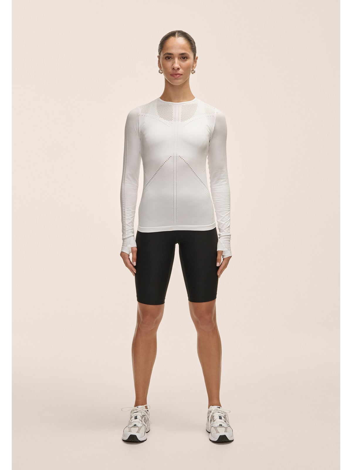 Koszulka damska Casall Maze Long Sleeve biały