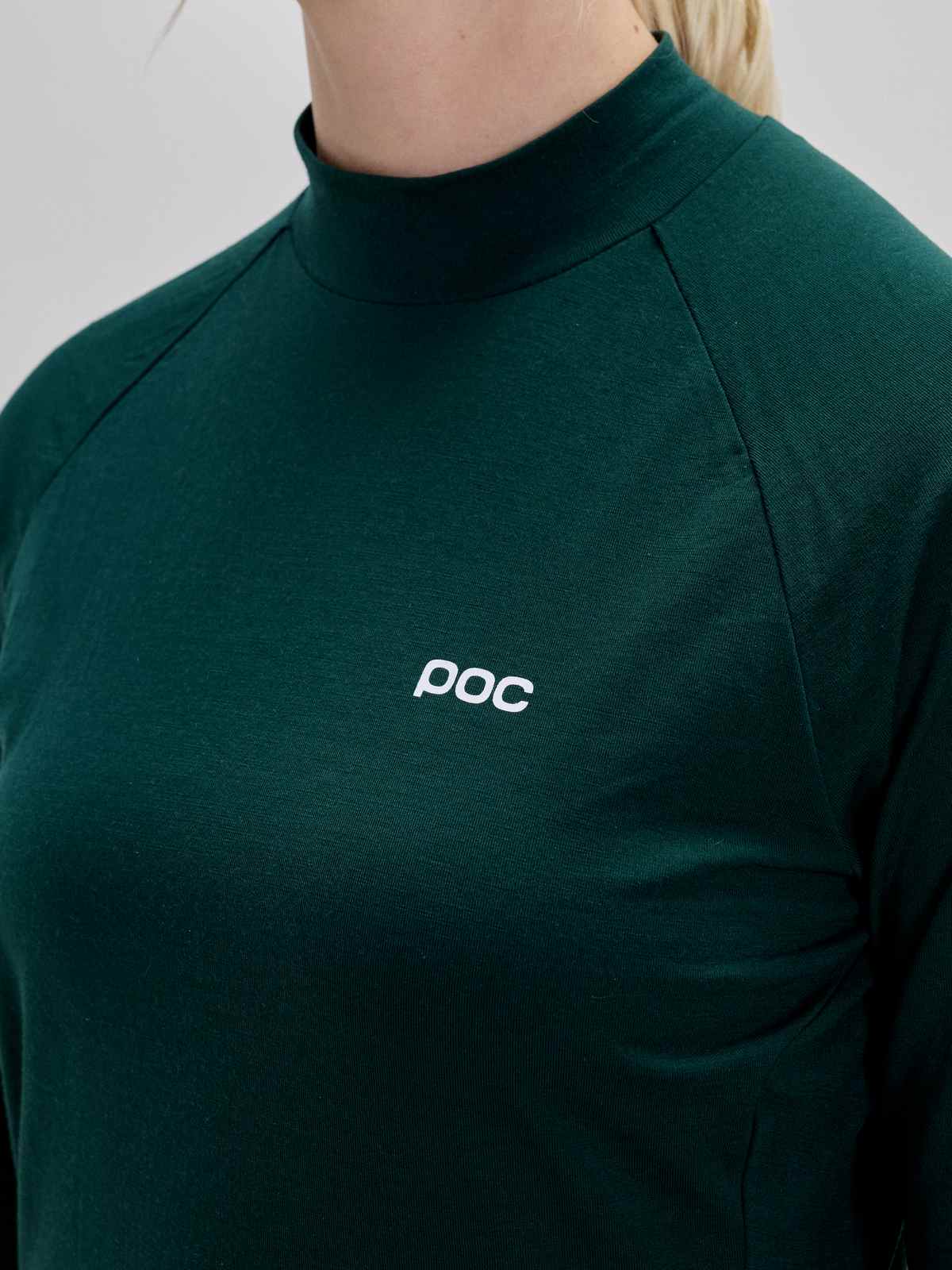 Koszulka damska POC W's Layer Merino Mock Neck Jersey zielony