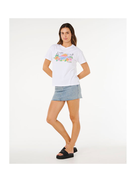 Koszulka damska RIP CURL Sun Rays Cropped Tee biała
