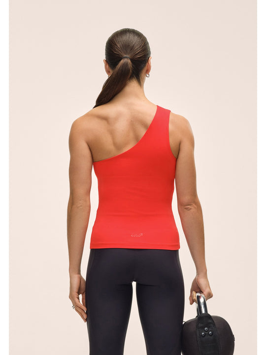 Koszulka treningowa damska CASALL One Shoulder Bra Tank kolor czerwony
