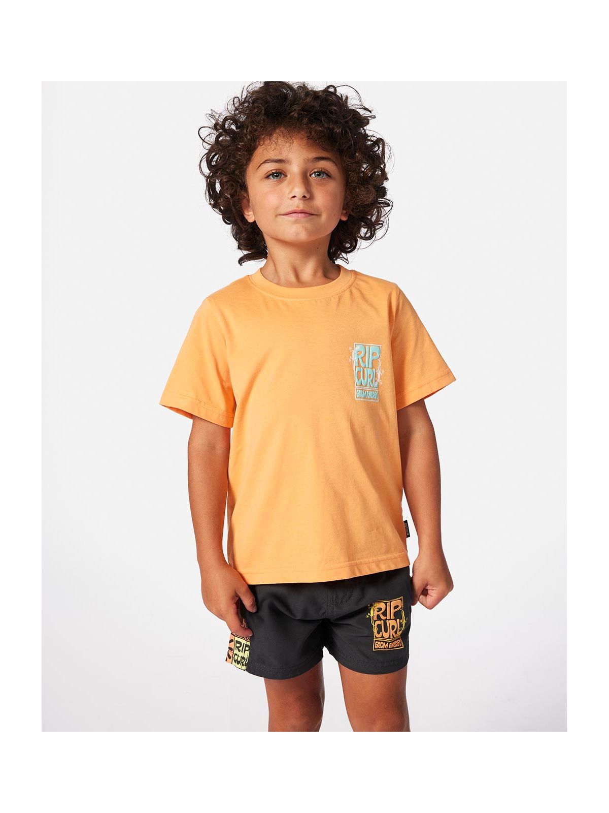 Koszulka RIP CURL Grom Energy Logo Tee - Boy pomarańczowa