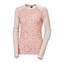 Koszulka damska HELLY HANSEN W Lifa Merino Midweight Graphic Crew kolor różowy
