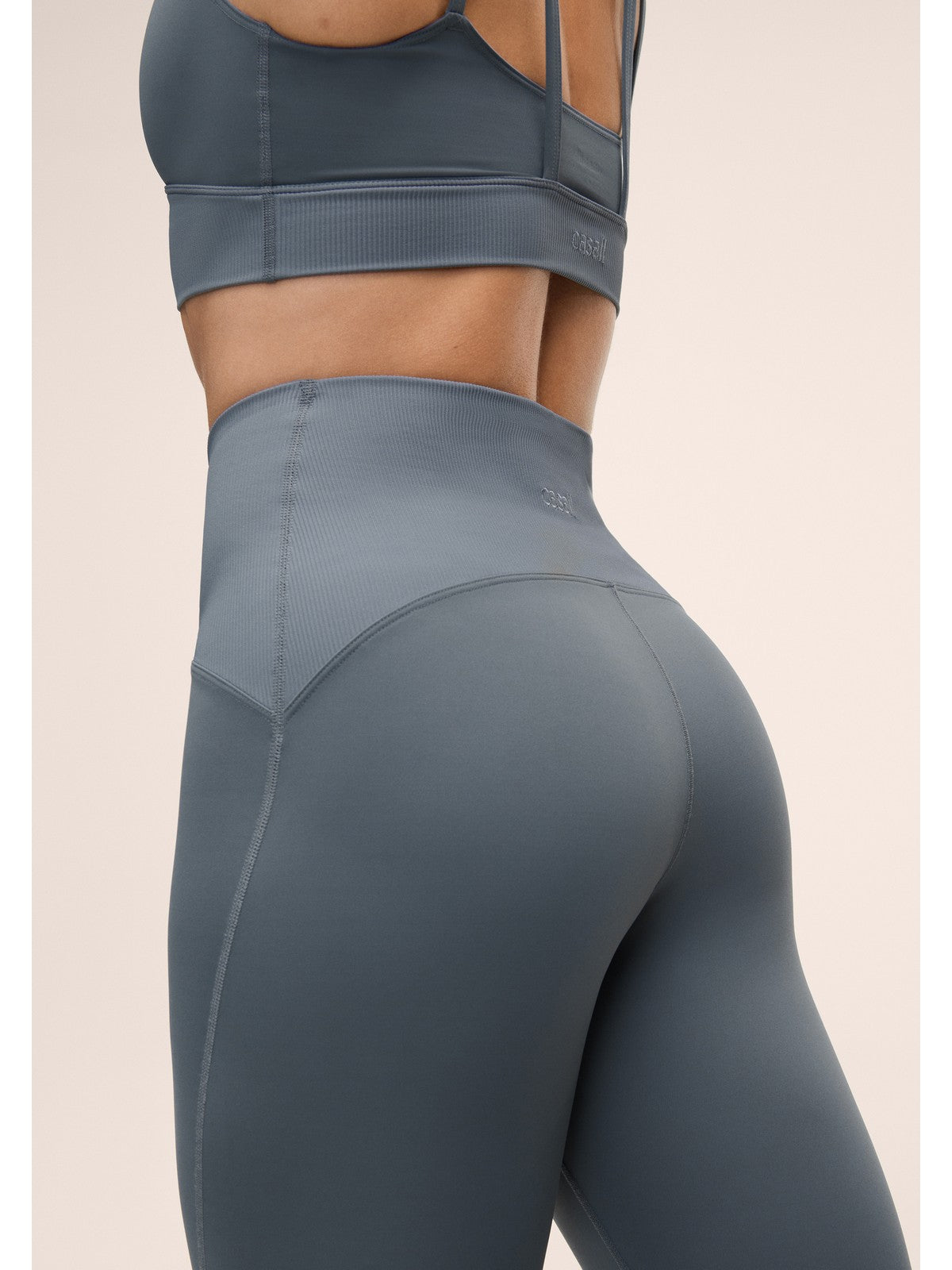 Legginsy damskie CASALL Brace Rib High Waist Tights niebieskie