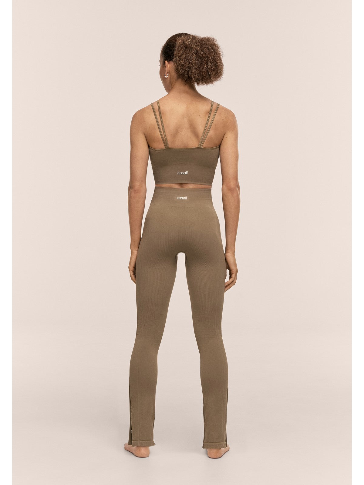 Spodnie damskie CASALL Seamless Rib Slit Pants kolor zielony