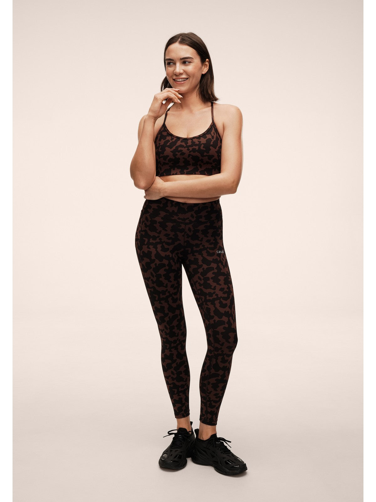 Legginsy damskie CASALL Essential Printed Tights brązowe