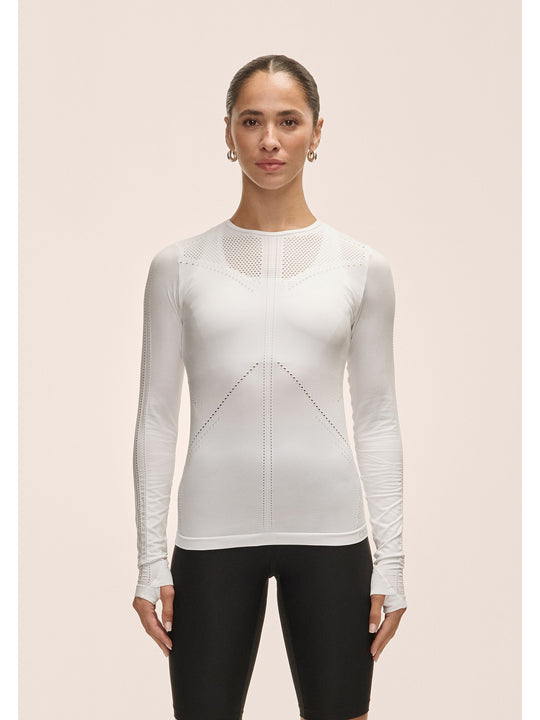 Koszulka damska Casall Maze Long Sleeve biały
