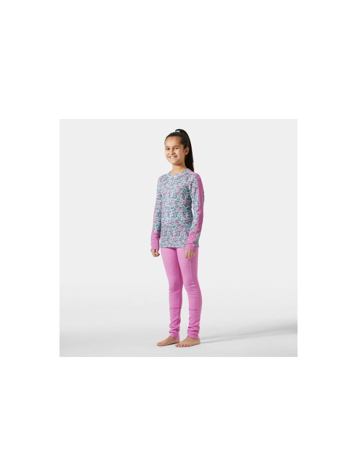 Bielizna dziecięca HELLY HANSEN Jr Graphic Lifa Merino Set kolor różowy