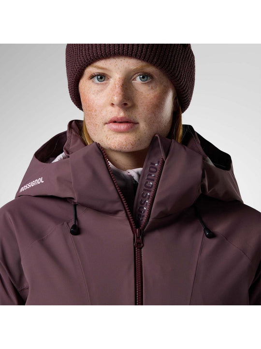 Kurtka narciarska damska ROSSIGNOL W 4Ws Blackside Insulated Jack bordowa
