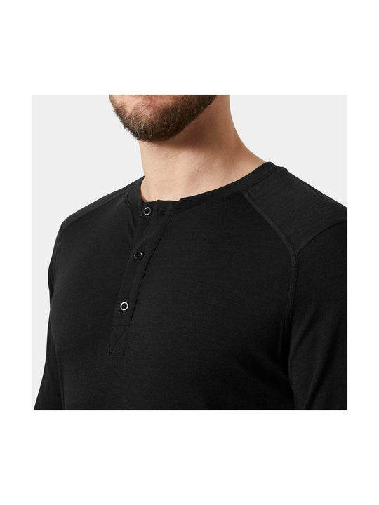 Bielizna termiczna męska HELLY HANSEN HH DURAWOOL LS HENLEY czarna
