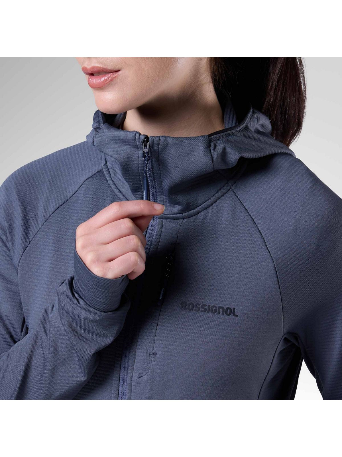 Bluza damska ROSSIGNOL W Textured Hoodie Mid Layer szara