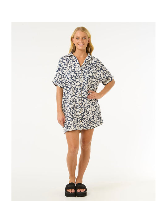 Sukienka koszulowa RIP CURL Las Dalias Ss Shirt Dress granatowa w kwiaty

