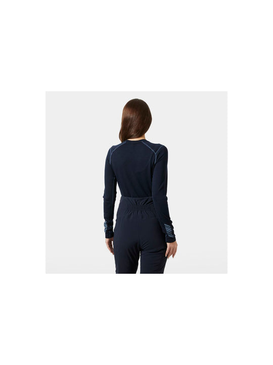 Koszulka damska HELLY HANSEN W Lifa Merino Midweight Graphic Crew kolor granatowy
