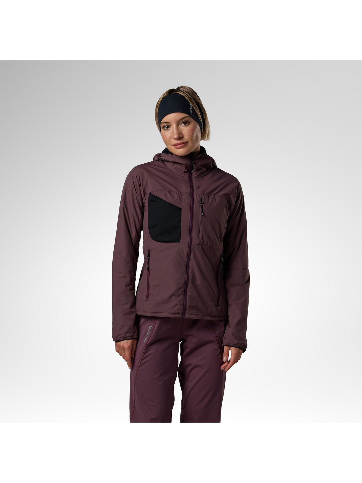 Kurtka narciarska damska ROSSIGNOL W Venon Active Hoodie Jacket bordowa