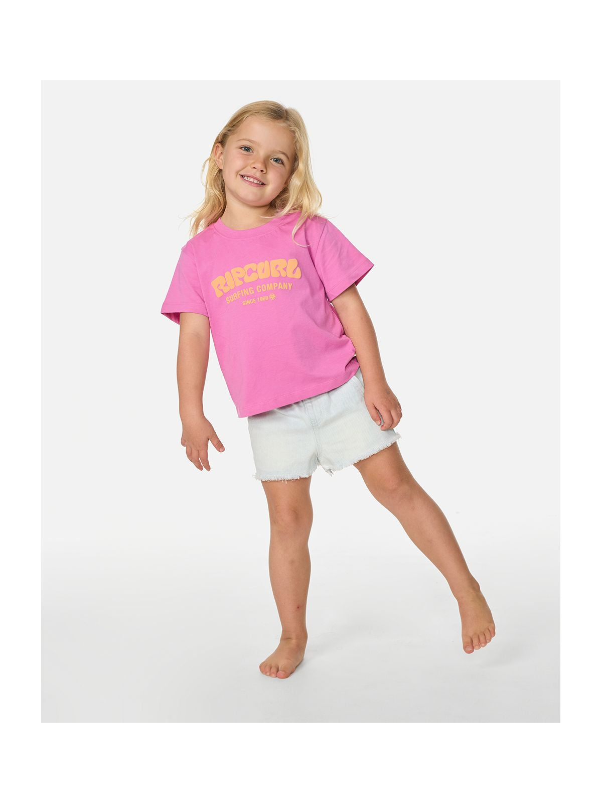 Koszulka dziewczęca RIP CURL Surf Puff Relaxed Tee -Girl różowa