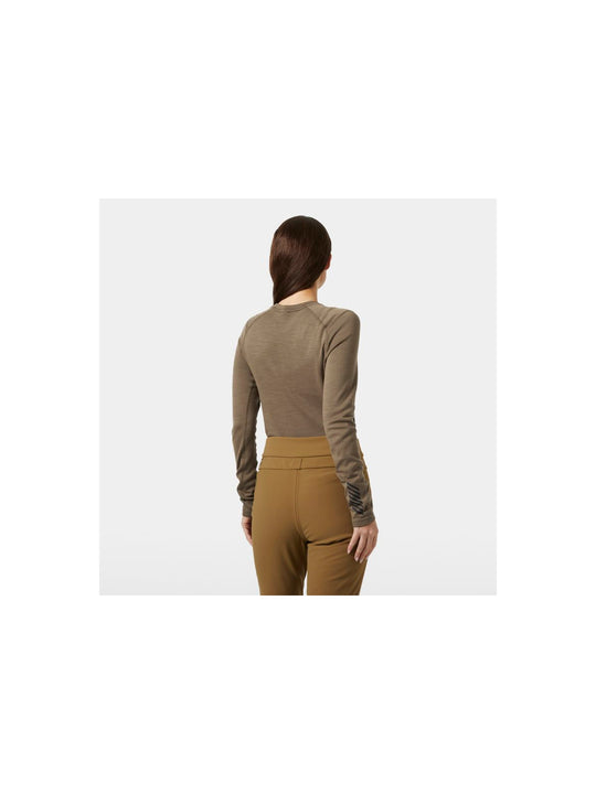 Koszulka damska HELLY HANSEN W Lifa Merino Midweight Graphic Crew kolor brązowy
