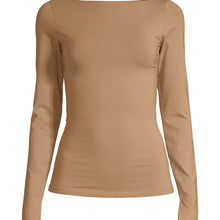 Koszulka treningowa damska CASALL Sublime Boatneck Long Sleeve kolor brązowy
