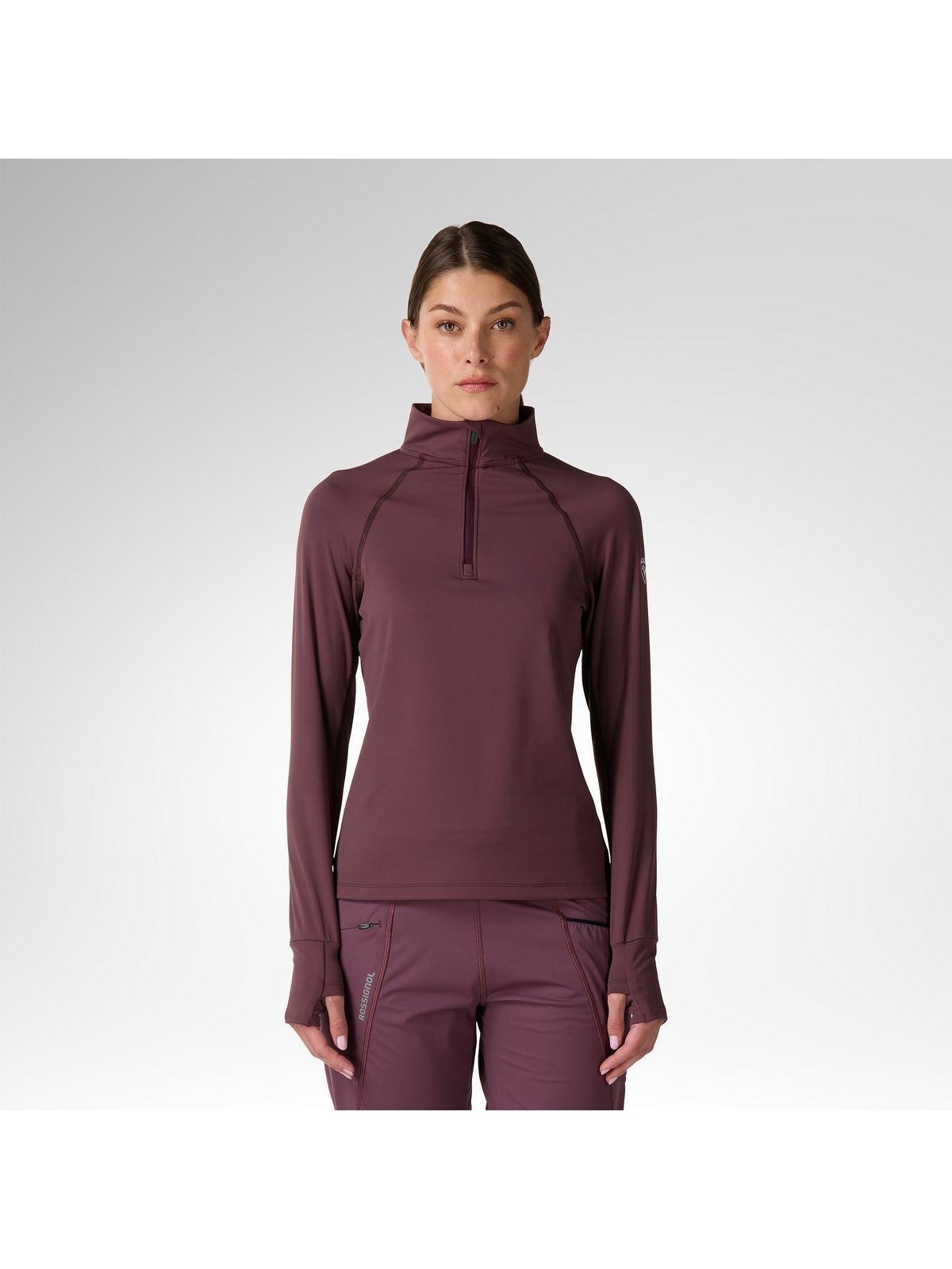 Bluza damska ROSSIGNOL W Half Zip First Layer bordowa