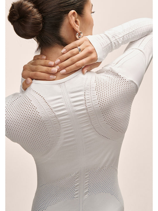 Koszulka damska Casall Maze Long Sleeve biały
