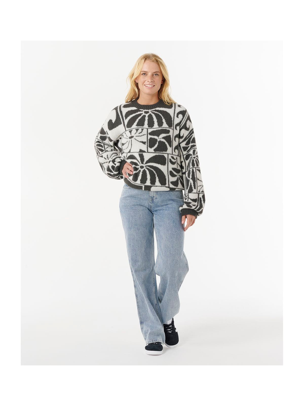 Sweter RIP CURL AOTS-TY WILLIAMS JACQUARD CREW czarny