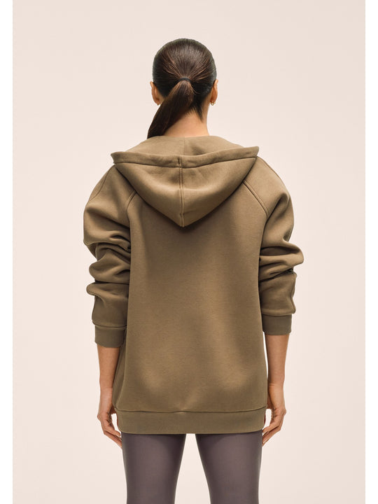 Bluza damska CASALL Easy Oversized Zip Hoodie kolor brązowy
