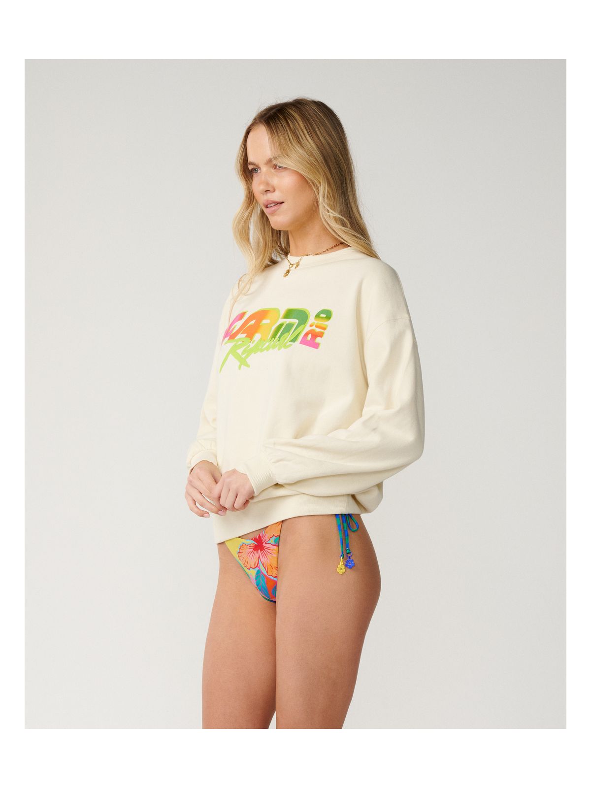 Bluza damska RIP CURL Tropical Groove Oversize Crew żółta