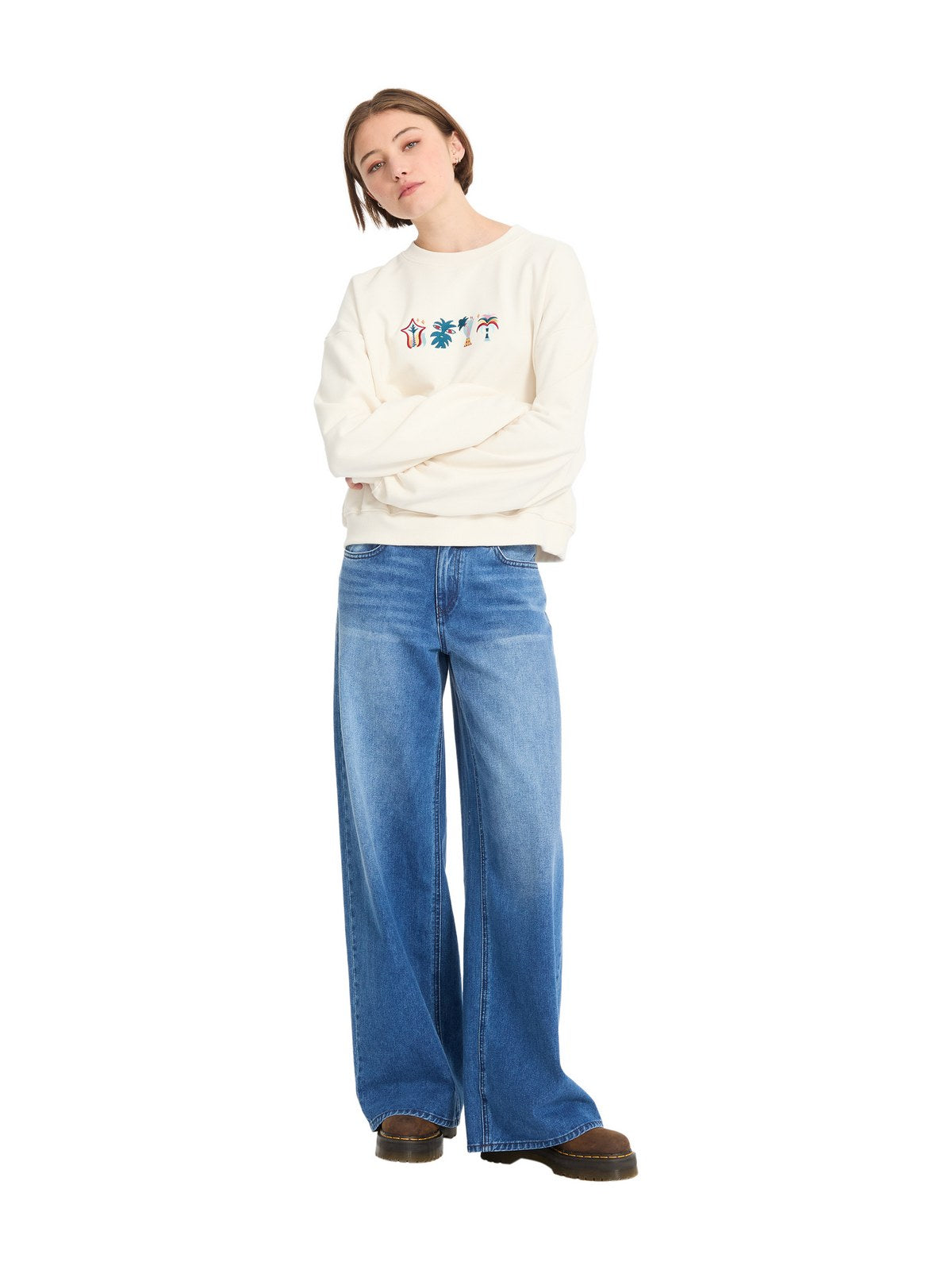 Bluza damska z kapturem VOLCOM Fa Bruno Lucas Crew biały