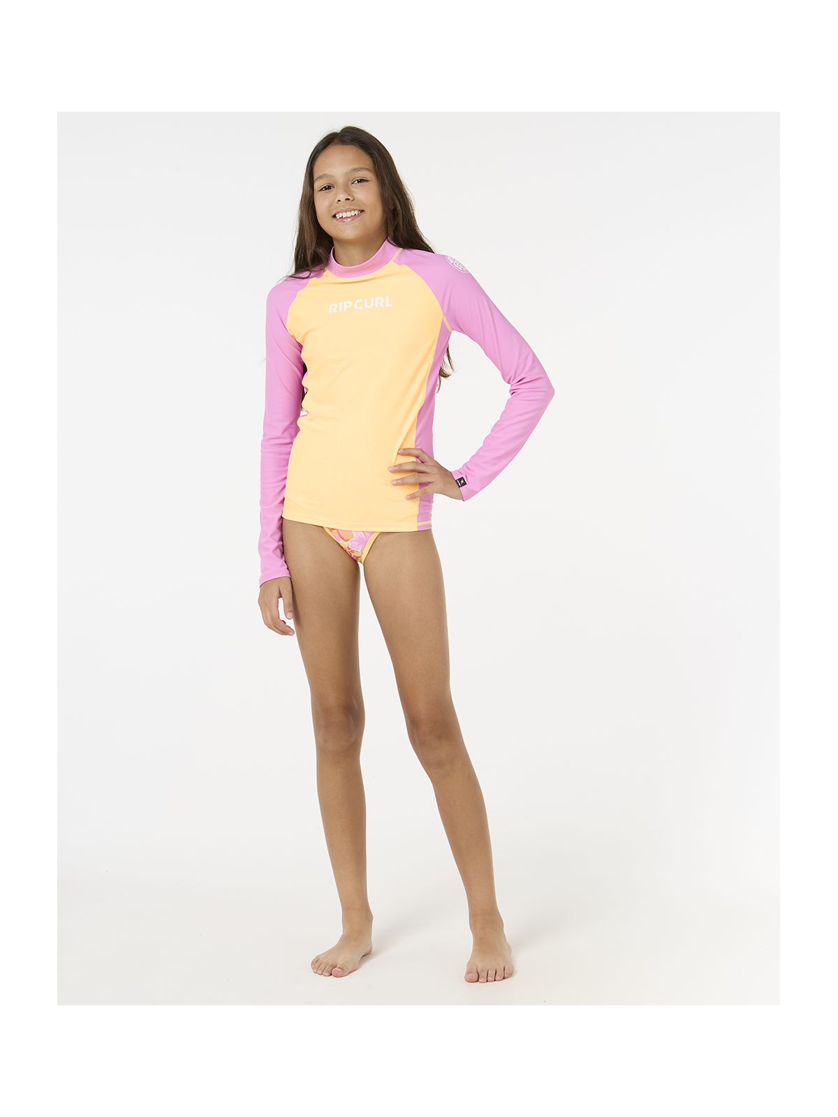 Lycra RIP CURL Classic Surf Ls Rash Vest-Girl pomarańczowy