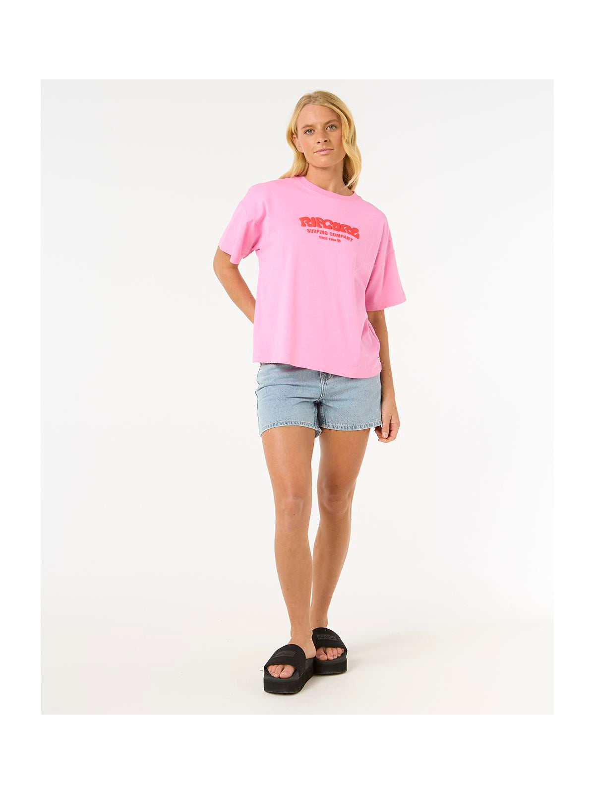 Koszulka damska RIP CURL Surf Puff Relaxed Tee różowa