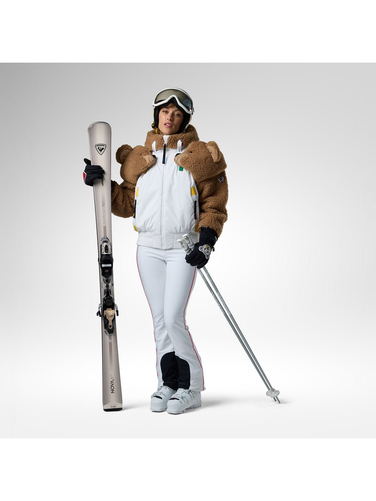 Kurtka narciarska damska ROSSIGNOL W Jcc Teddy Hoodie Jacket biała