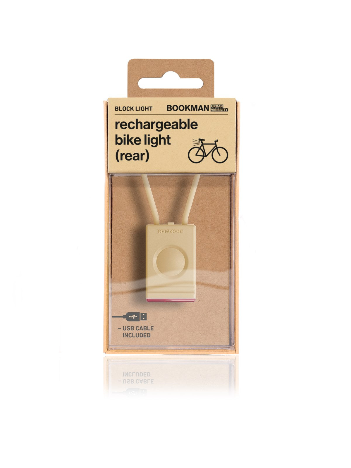 Lampka rowerowa BOOKMAN Block Light Rear 18lm beżowy