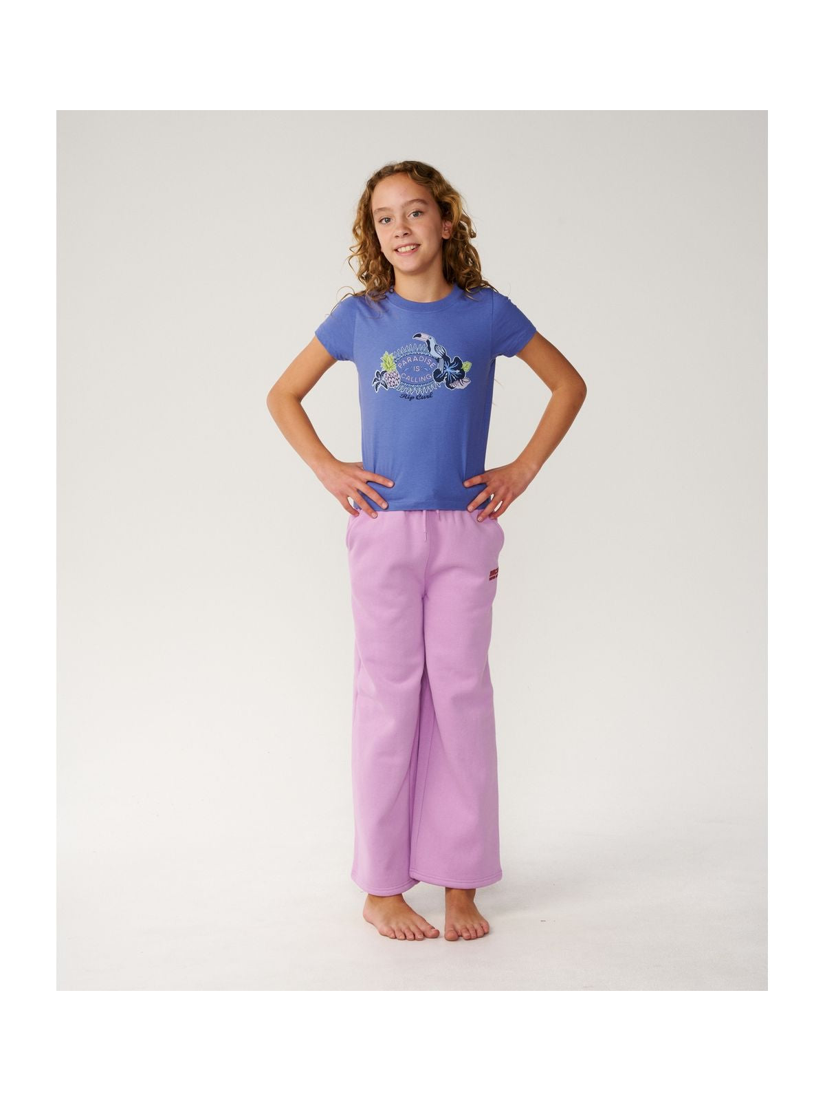 Spodnie juniorskie RIP CURL Surf Puff Wide Leg T Pant-Girl różowe