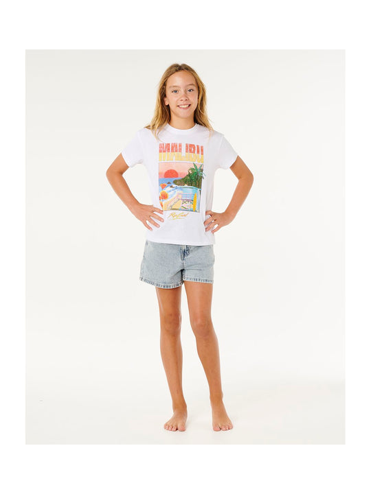 Koszulka dziewczęca RIP CURL Hayley O Relaxed Tee-Girl biała

