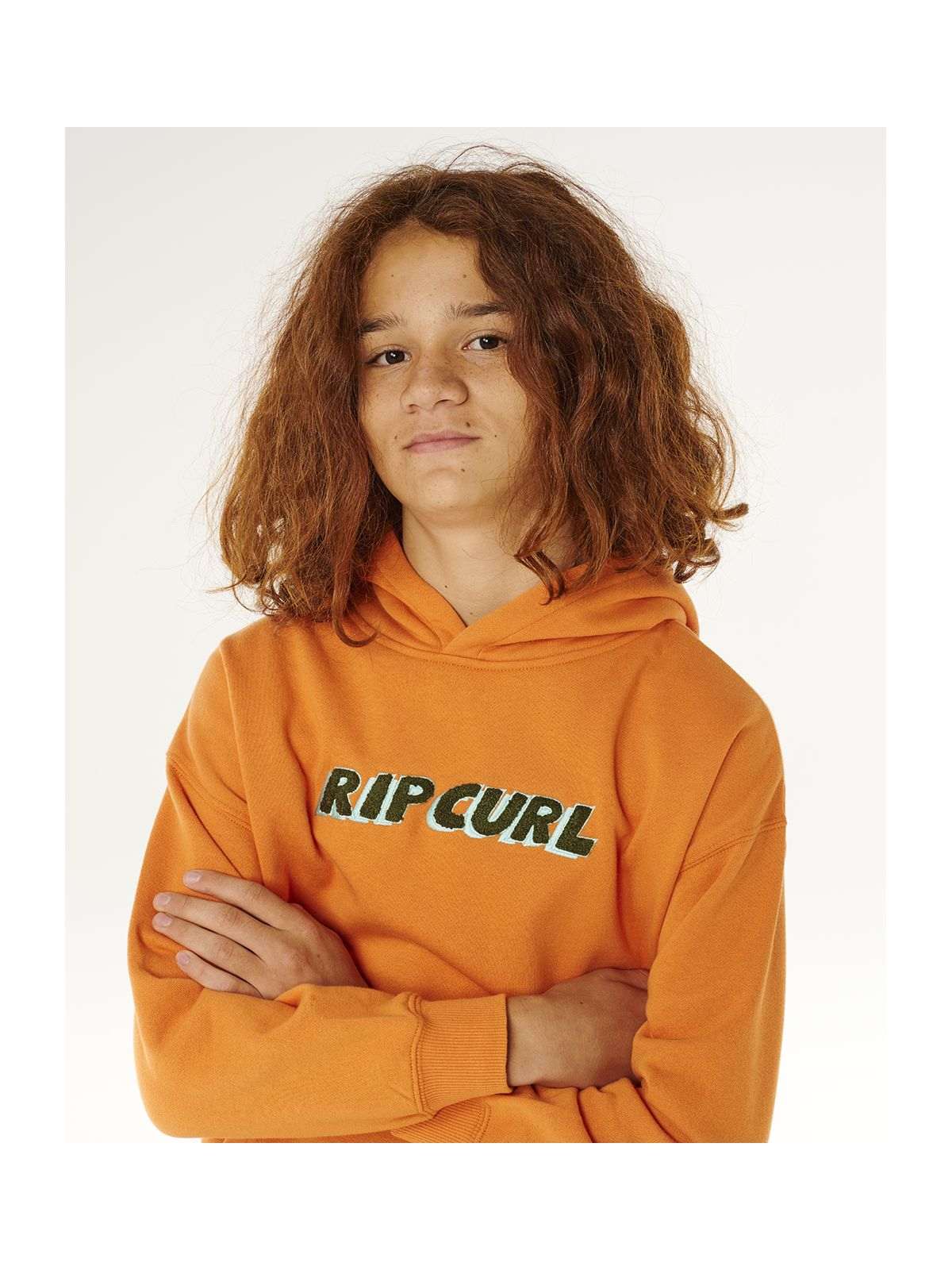 Bluza chłopięca RIP CURL Eternal Shred Logo Hood-Boy pomarańczowa