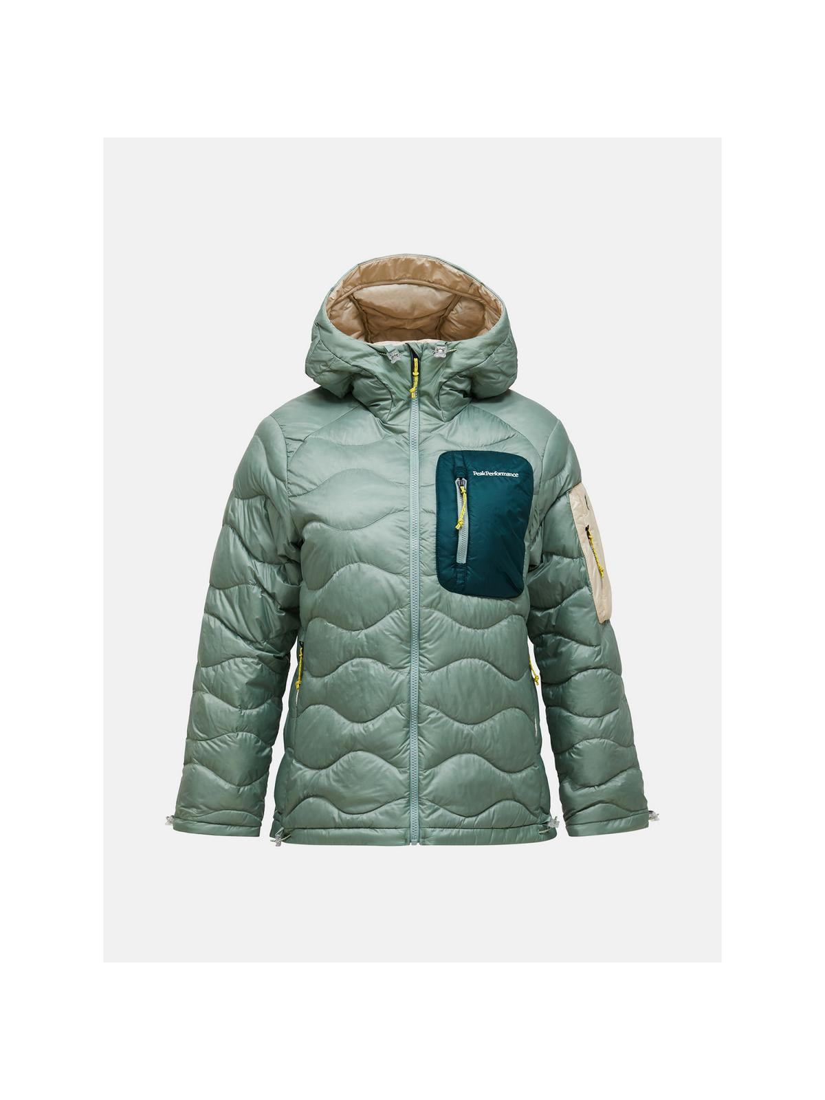 Kurtka damska puchowa PEAK PERFORMANCE W Helium Utility Down Hood Jacket kolor zielony