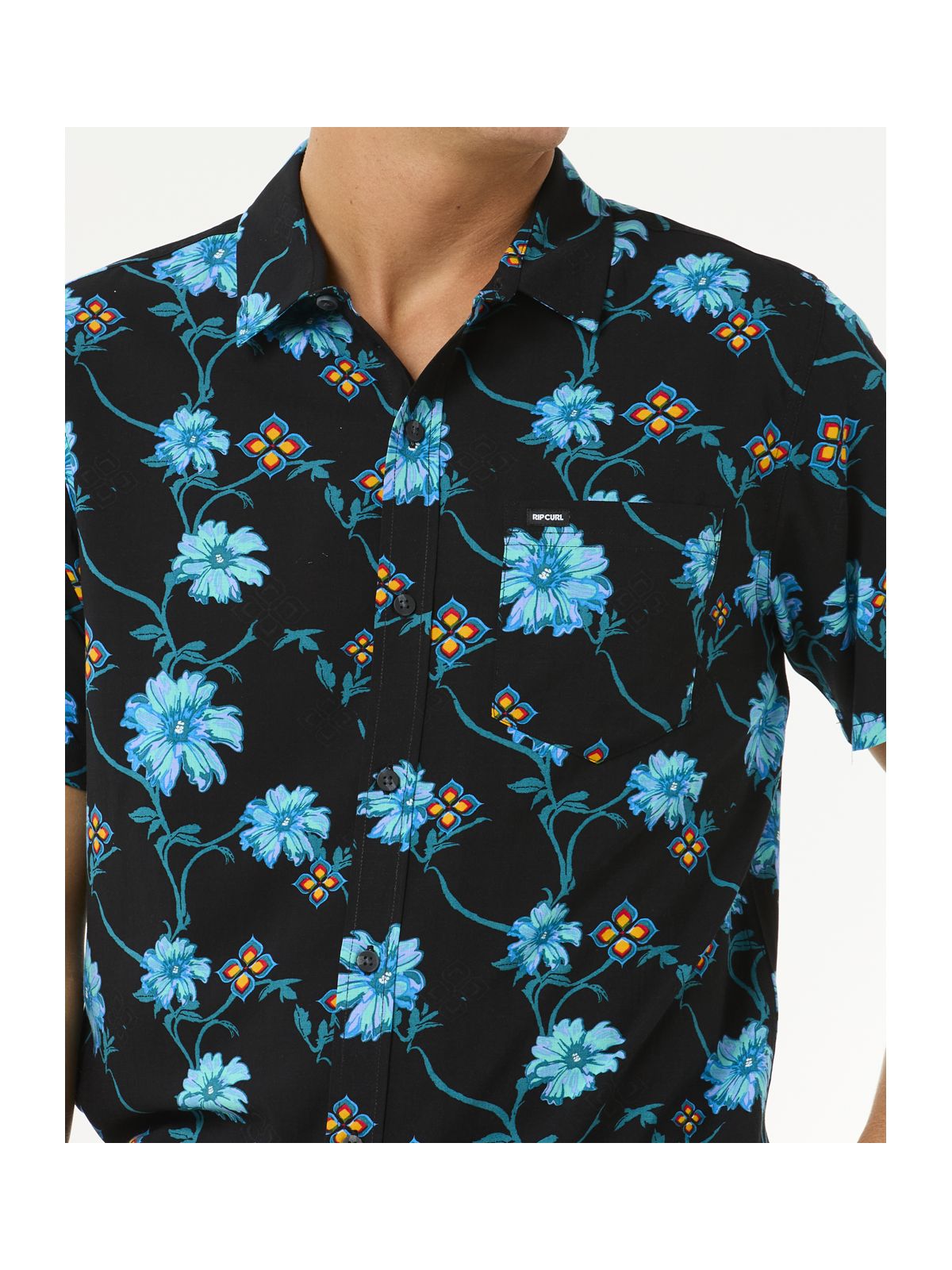 Koszula męska w kwiaty RIP CURL Surf Revival S/S Shirt czarny