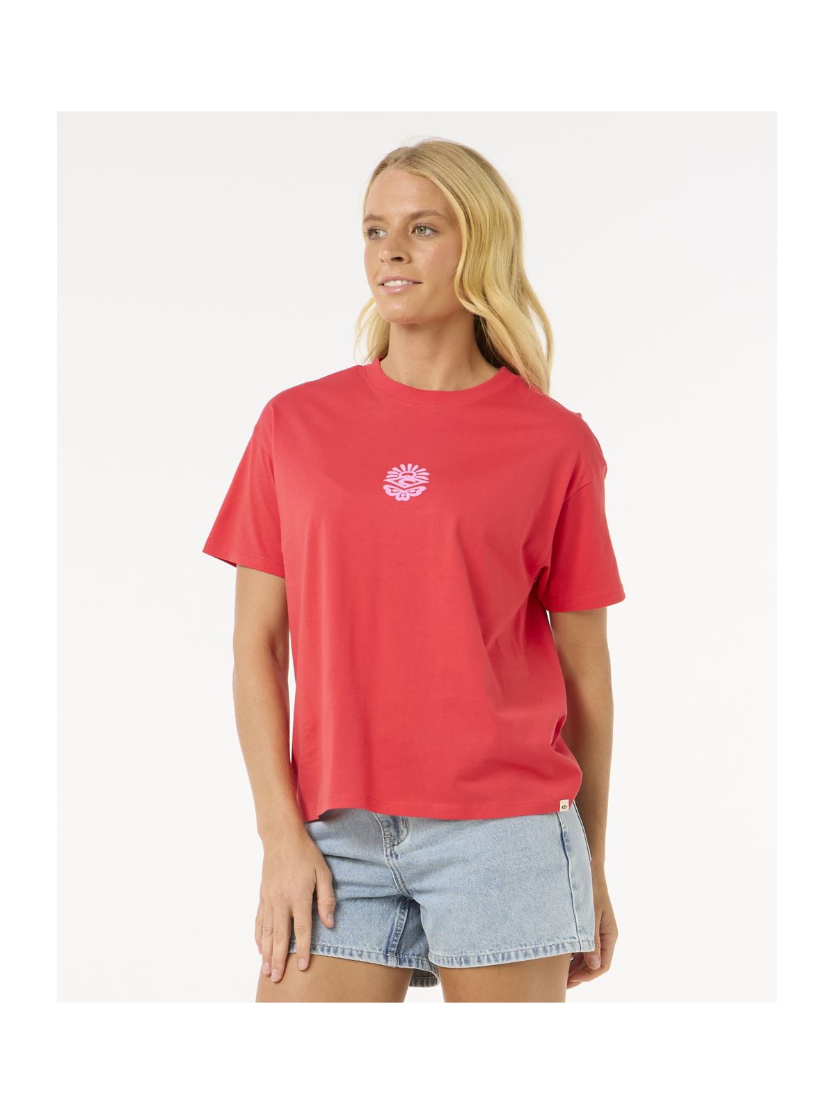 Koszulka damska RIP CURL Icons Of Surf Relaxed Tee czerwona