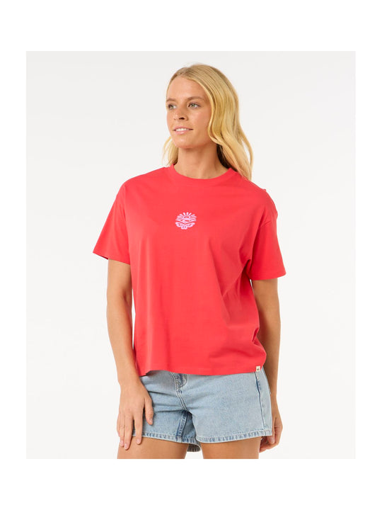 Koszulka damska RIP CURL Icons Of Surf Relaxed Tee czerwona
