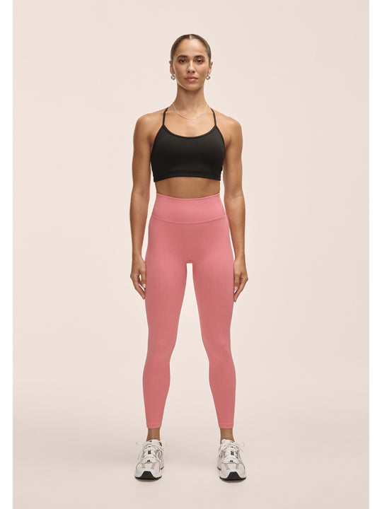 Legginsy damskie z wysoką talią Casall Multi Rib Seamless High Waist Tights różowe - Adventure Sports
