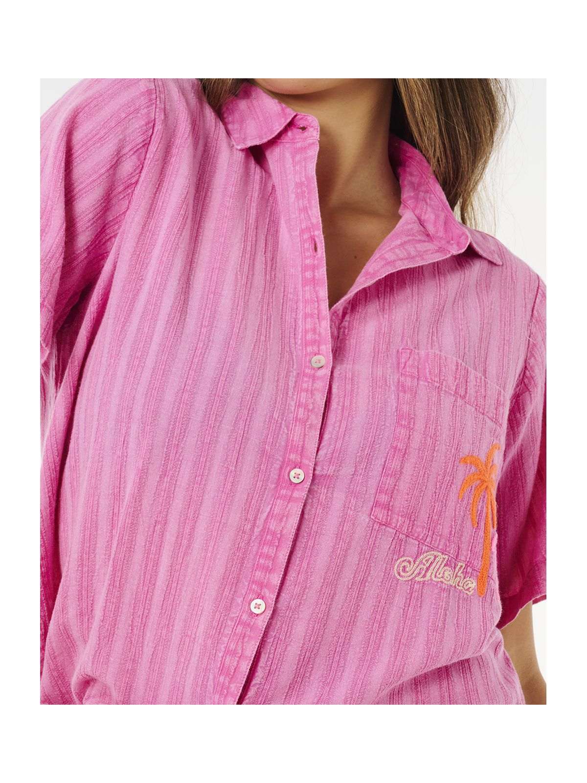 Koszulka damska RIP CURL Hotel Malibu Embroid Shirt różowa