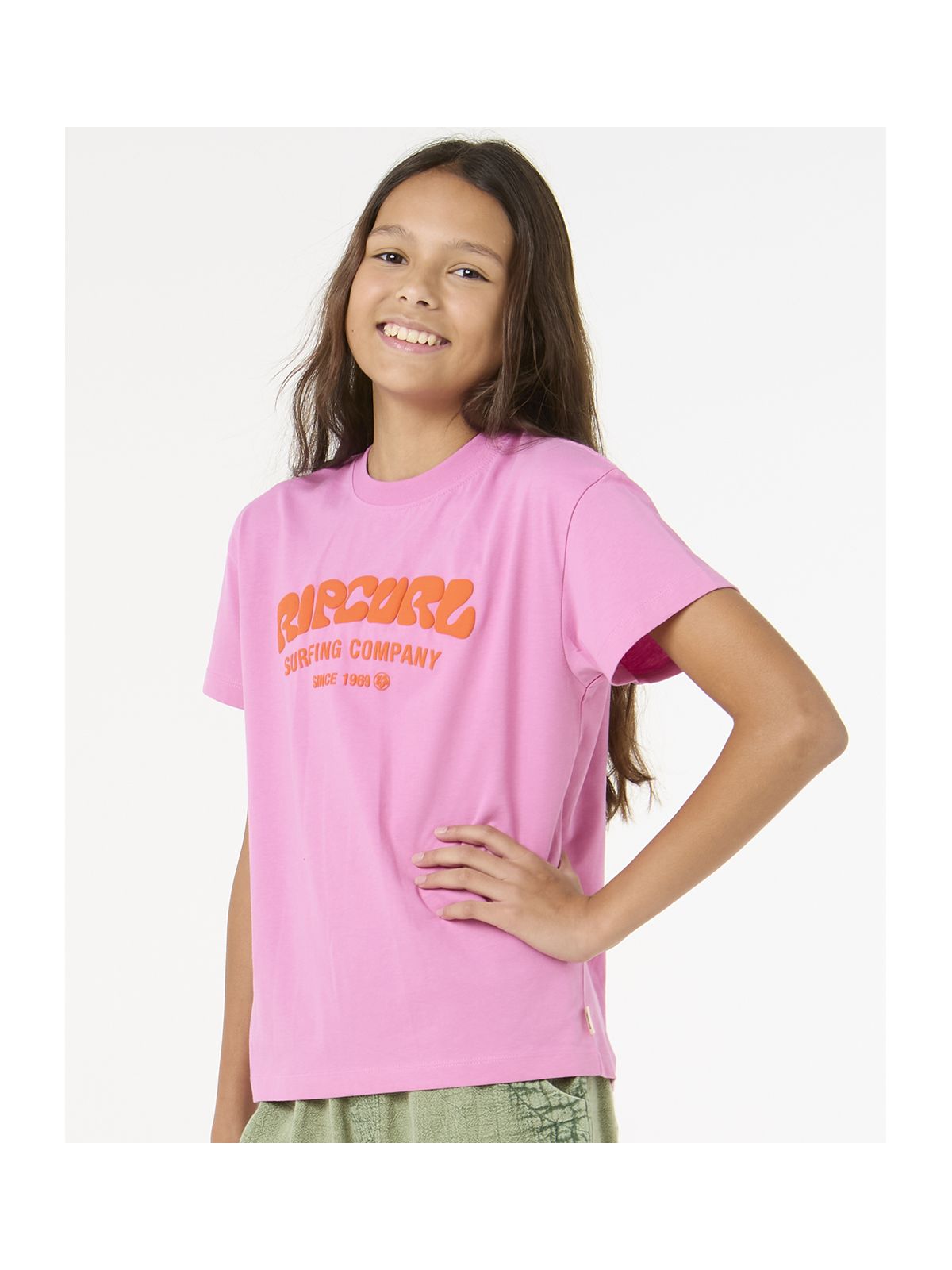 Koszulka RIP CURL Surf Puff Relaxed Tee- Girl różowy - Adventure Sports