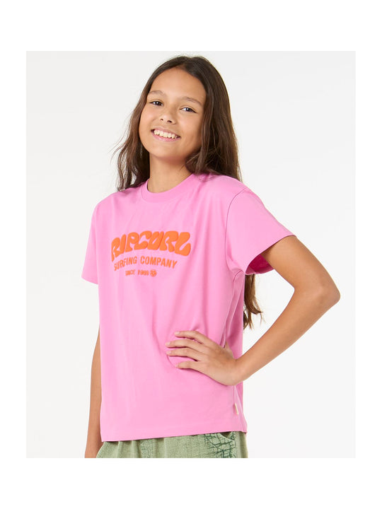 Koszulka RIP CURL Surf Puff Relaxed Tee- Girl różowy - Adventure Sports
