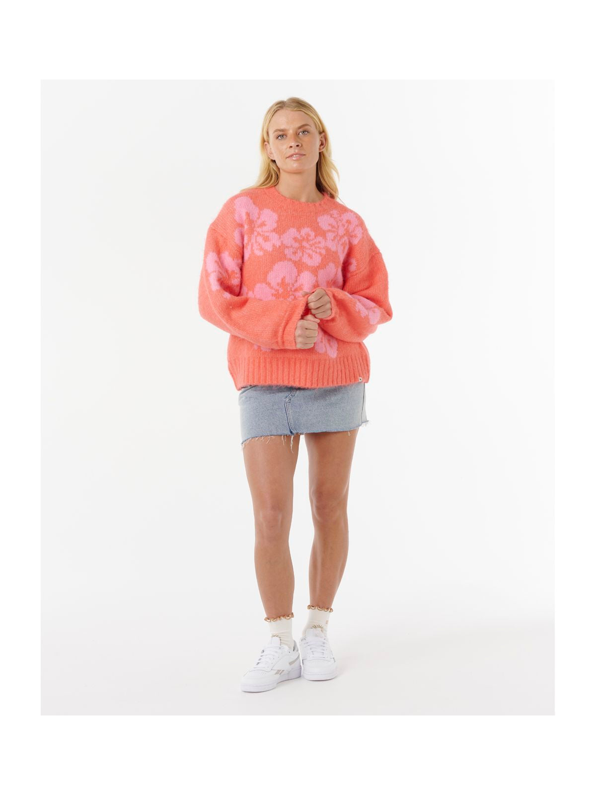 Sweter RIP CURL HIBISCUS HEAT JACQUARD CREW czerwony