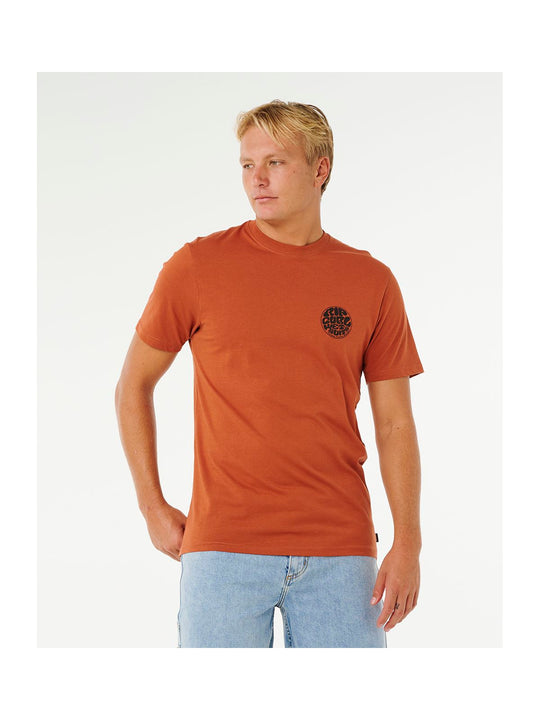 Koszulka męska RIP CURL Wettie Passage Icon Tee brązowa
